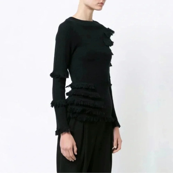 Zoe Jordan Wool Cashmere fridge black sweater - Picture 1 of 9